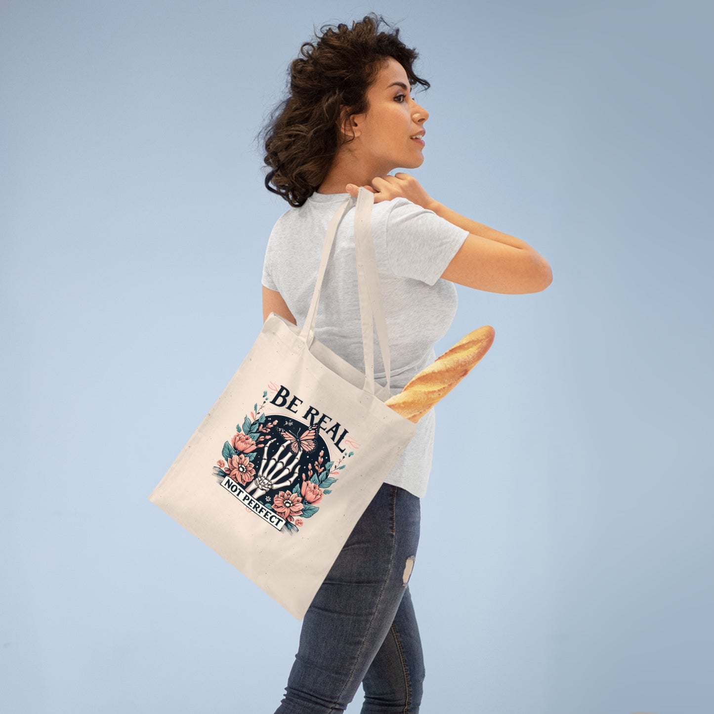 Be Real Not Perfect Floral Tote Bag