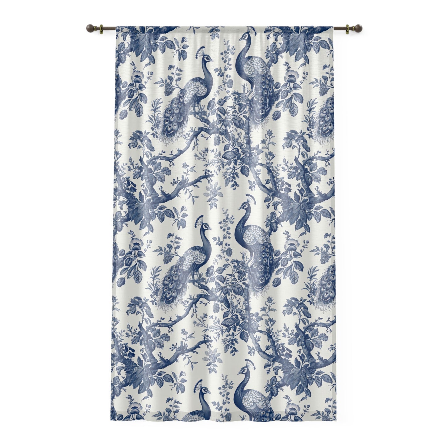 Elegant Peacock Print Window Curtain