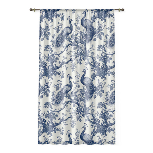 Elegant Peacock Print Window Curtain