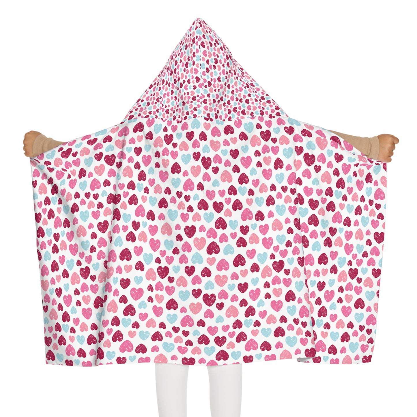 Cute Hearts Youth Hooded Towel for Kids