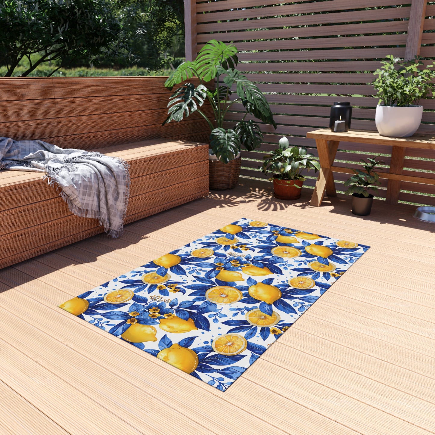 Bright Lemon Pattern Outdoor Rug