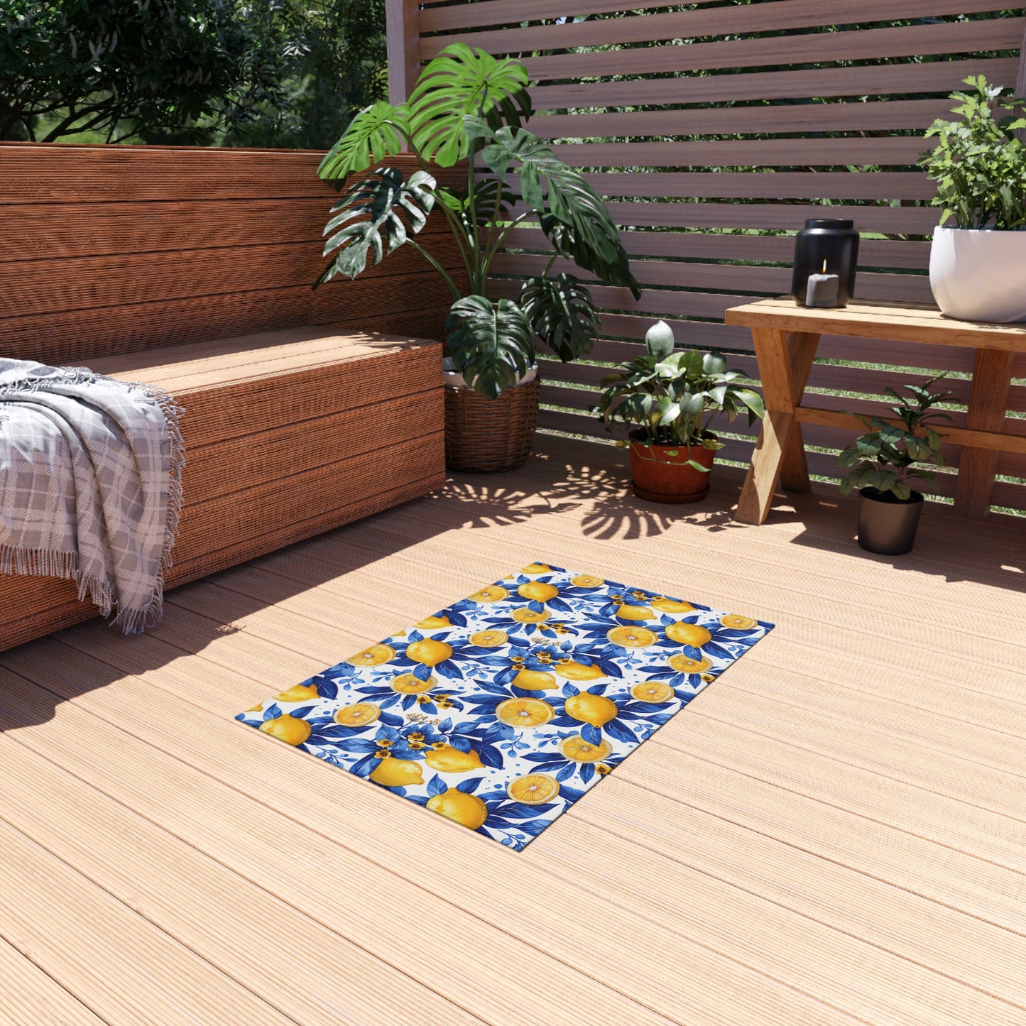 Bright Lemon Pattern Outdoor Rug