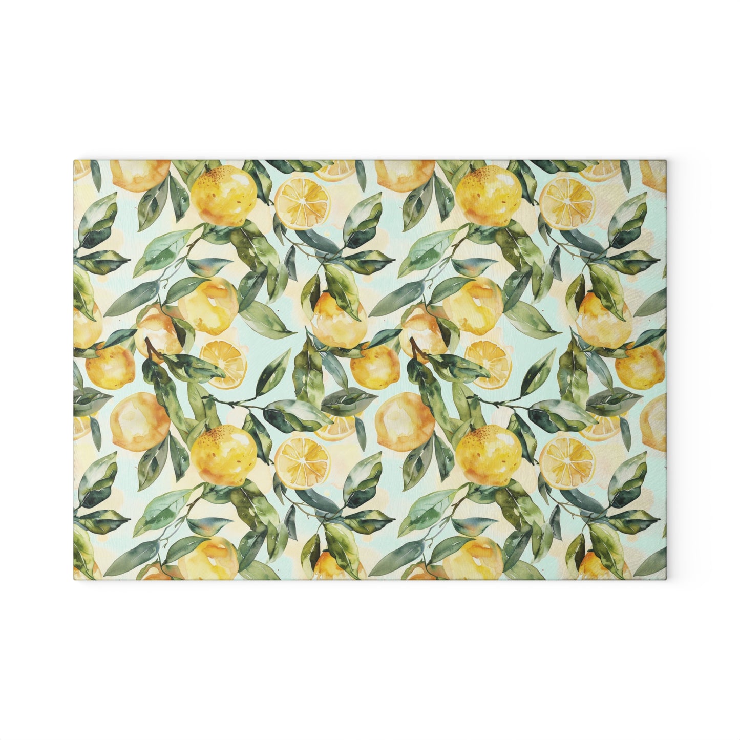 Lemon Floral Glass Cutting Board