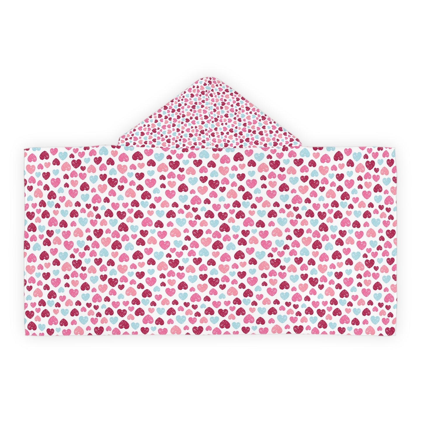 Cute Hearts Youth Hooded Towel for Kids