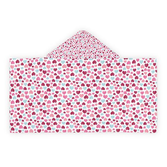 Cute Hearts Youth Hooded Towel for Kids