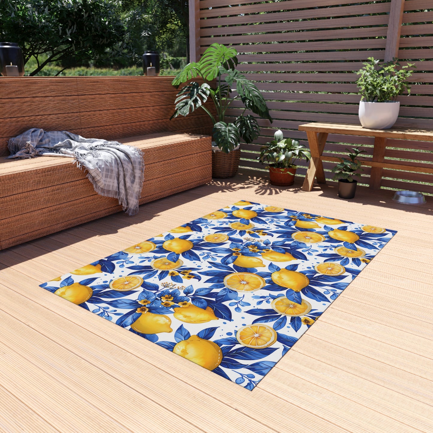 Bright Lemon Pattern Outdoor Rug