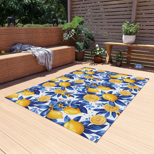 Bright Lemon Pattern Outdoor Rug