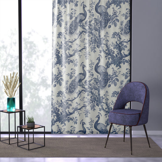 Elegant Peacock Print Window Curtain