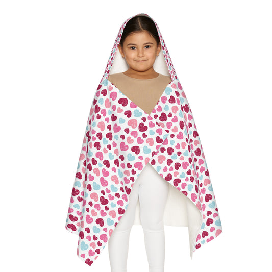 Cute Hearts Youth Hooded Towel for Kids