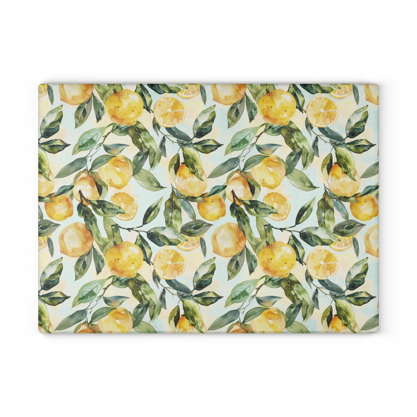 Lemon Floral Glass Cutting Board
